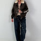 Stylish pilot jacket in a leather look - mocha