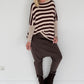 Strickpullover mit Streifen und Stulpenärmeln - beige-mokka