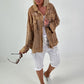 Jeansjacke mit floralem Netzeinsatz - camel ( lieferbar ab 26.05.26)