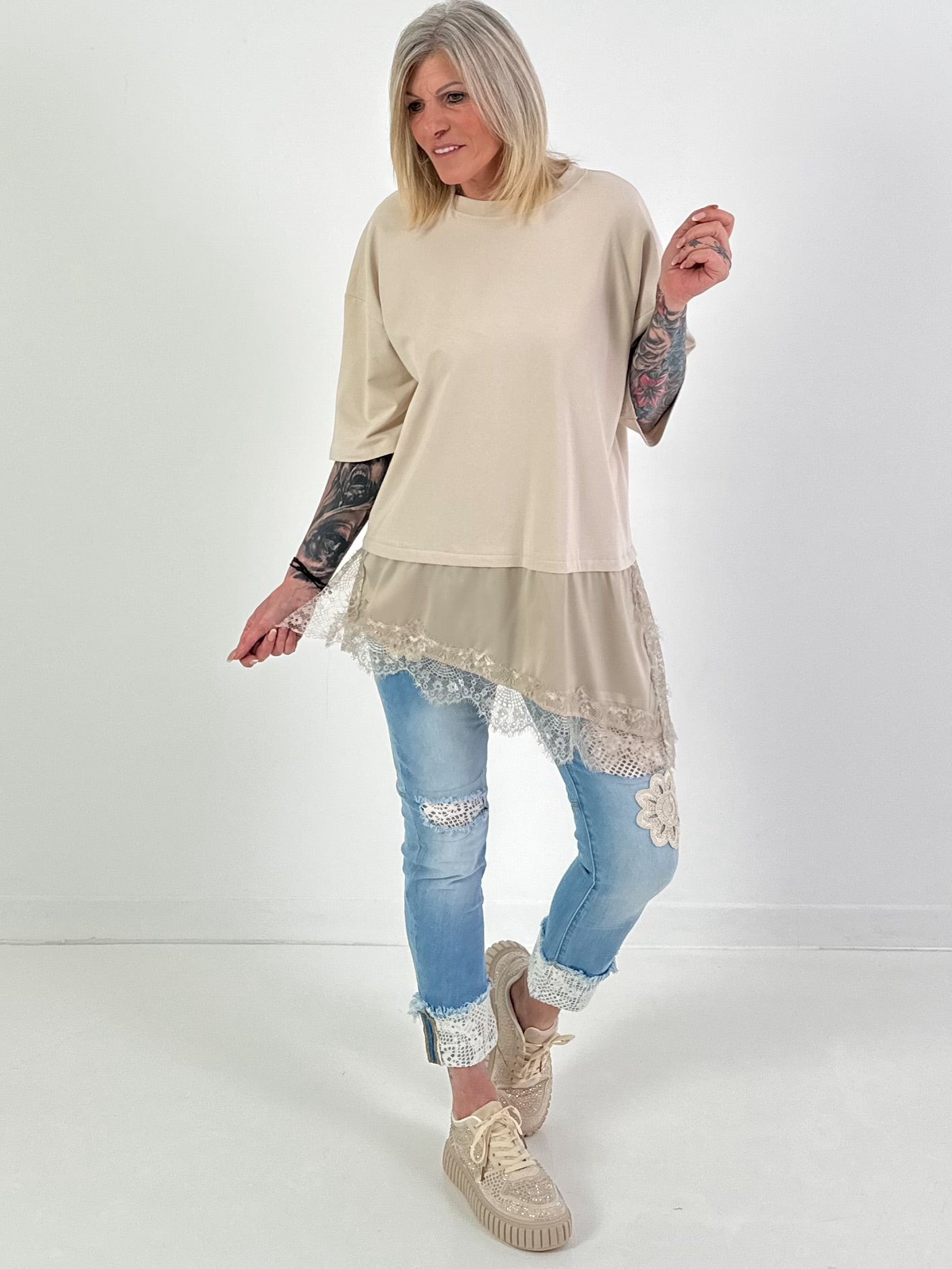 Shirt model "Layered Grace" - beige