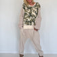 Oversized Sweater mit Strickeinsatz - beige-oliv-mehrfarbig