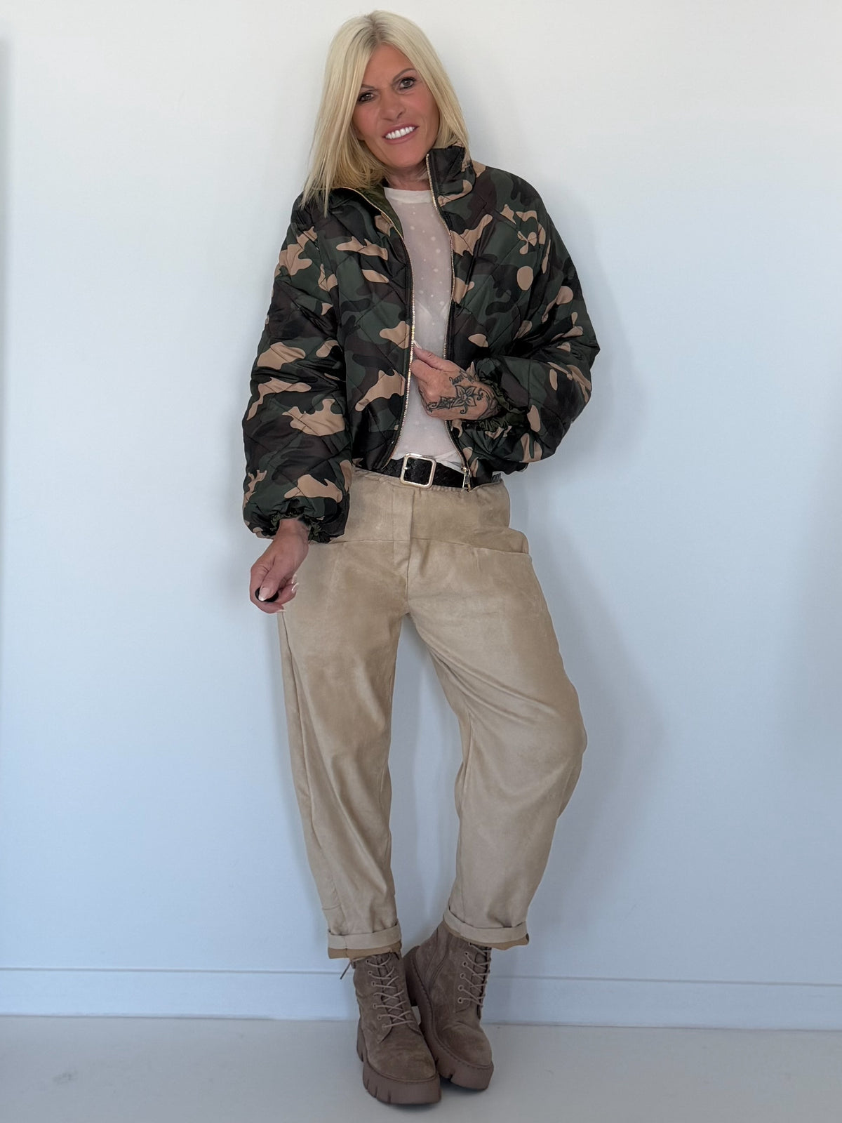 Puffy-Bomberjacke im Camouflage-Look - oliv-mehrfarbig