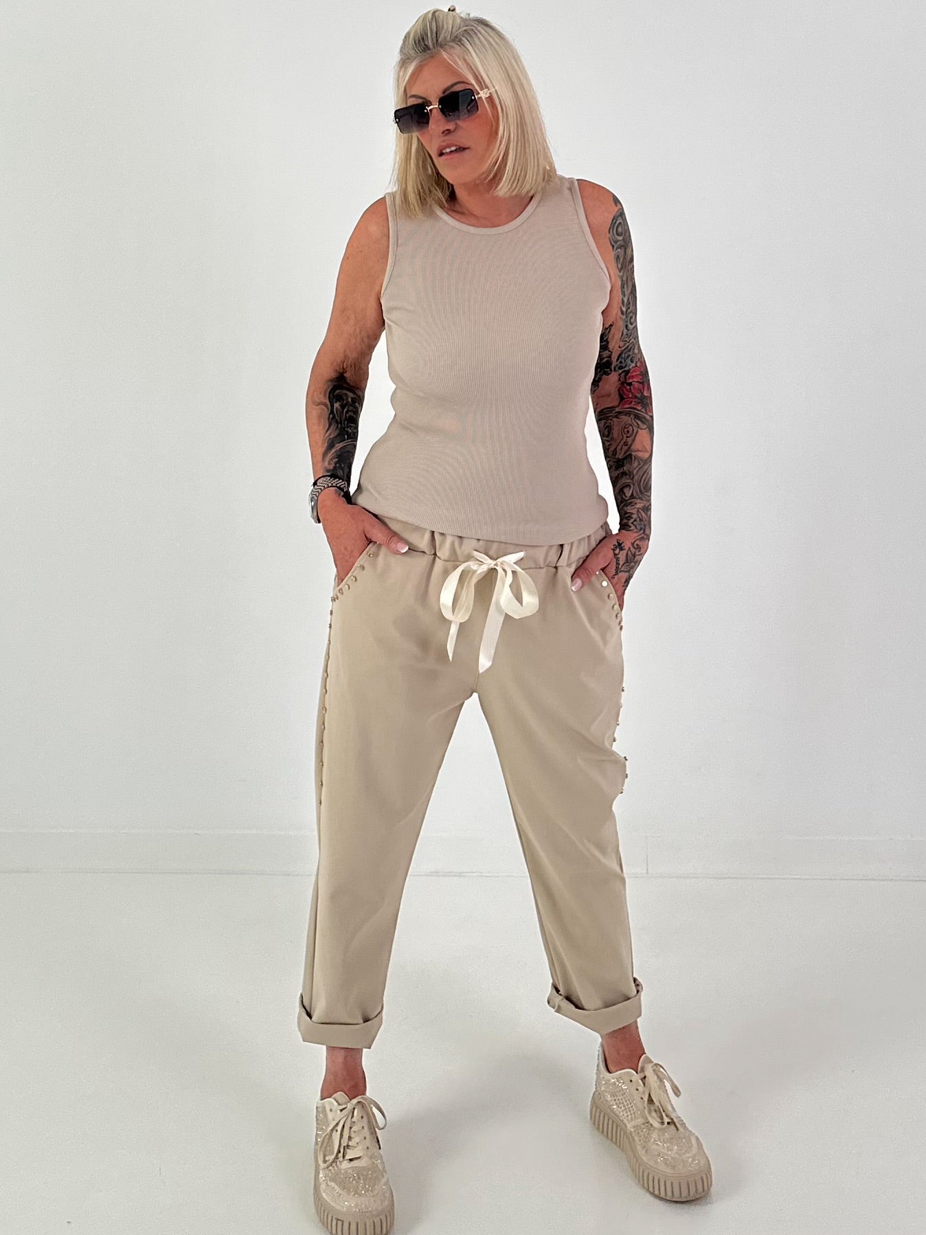Ripp Tank Top  - beige