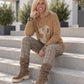 Trui met strass-cartoonmotief - camel