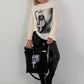 Stylische Tasche in Used-Jeansoptik und Strassmotiv Woman - schwarz