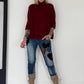 Strickpullover mit Turtleneck - bordeaux