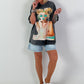 T-Shirt mit Pailletten Motiv - grau