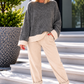 Pullover mit Kontrastsaum - anthrazit-beige