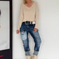 Basic Shirt mit V-Ausschnitt - beige