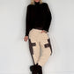 Sweathose im Materialmix - beige-mokka