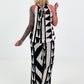 Two-piece outfit with graphic pattern - black and white