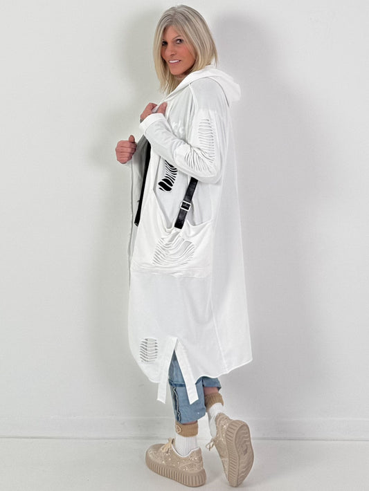 Sweatshirt-Mantel Modell "Rebel File" - weiss