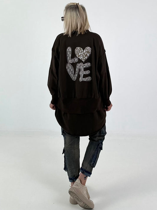 Jacke mit Rückenprint - mokka