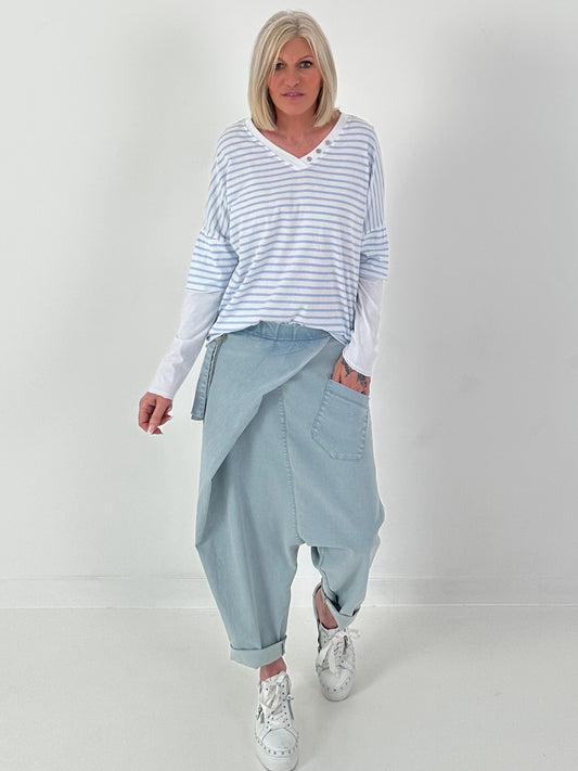 Shirt mit Streifen - hellblau-weiss