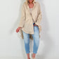 Oversized blouse met ruches – beige