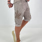 Short Baggy with Crochet Flowers and Sequins - Taupe