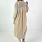 Long linen blouse with broderie anglaise - beige