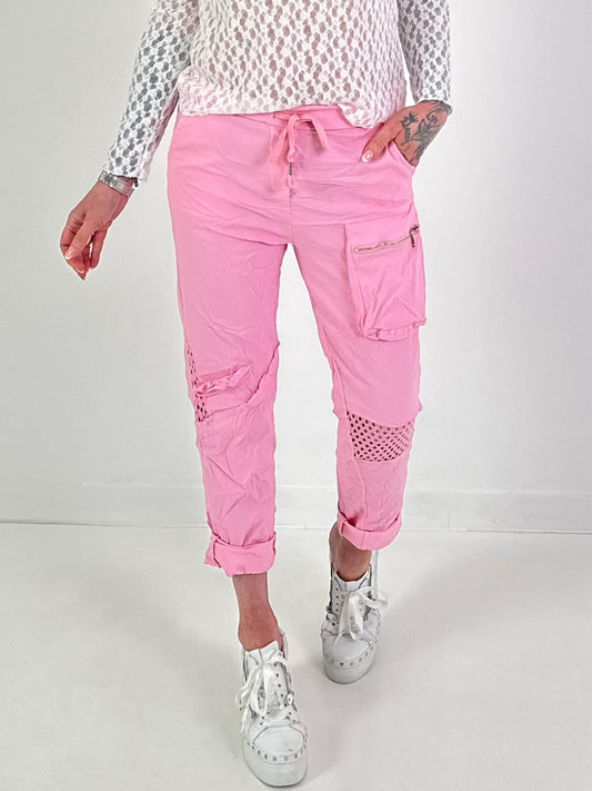 Hose mit Netzeinsatz - rosa