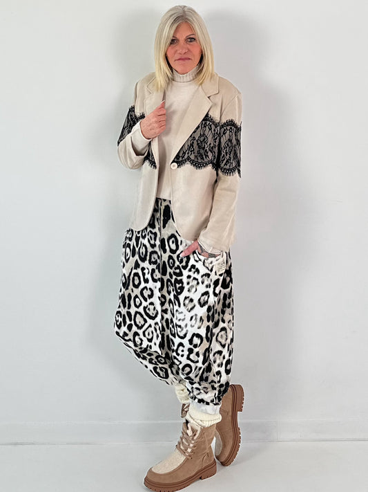 Suède-look blazer model "Lace Line" - beige