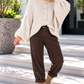 Kuschelige Oversized Strickjacke mit Außennähten - beige