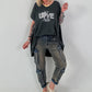 T-Shirt mit Strassdetail - anthrazit