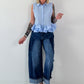 Sleeveless blouse with ruffles - light blue