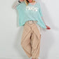 Crochet shirt with print - mint