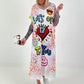 Dress with print mix - white-green-multi-colored
