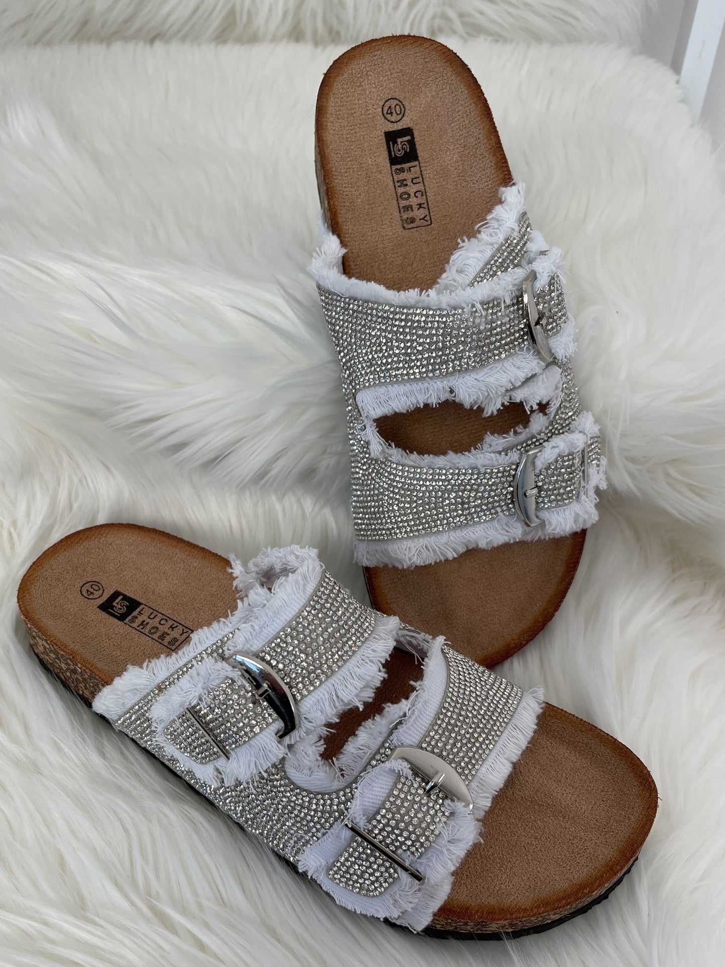 Muiltjes met strasssteentjes - wit