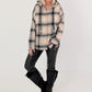 Plaid hooded overshirt - beige-black-multicoloured