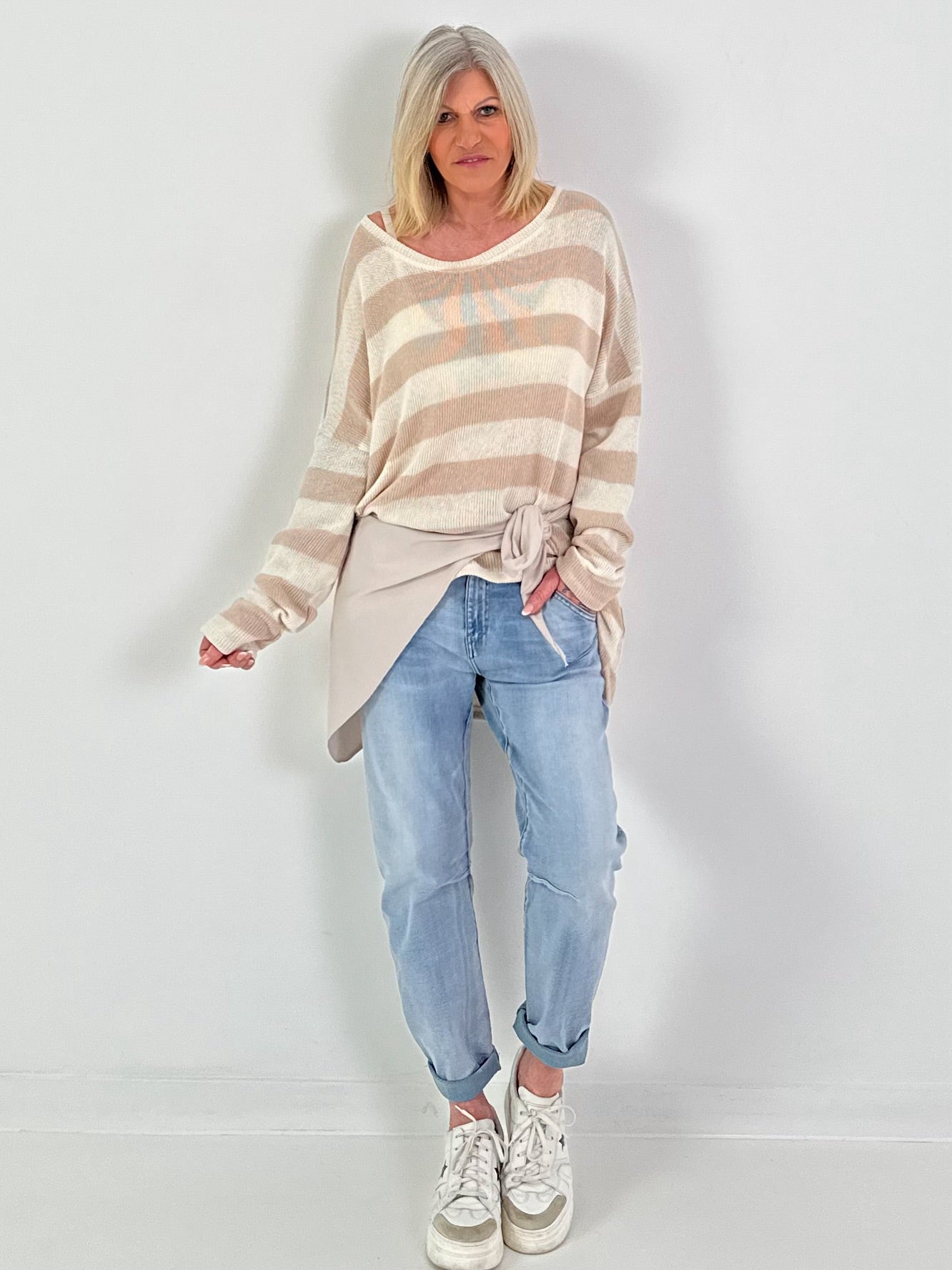 Pulli mit Streifen - beige-taupe