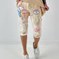 Capri Hose mit Allover-Print - gelb-beige-mehrfarbig