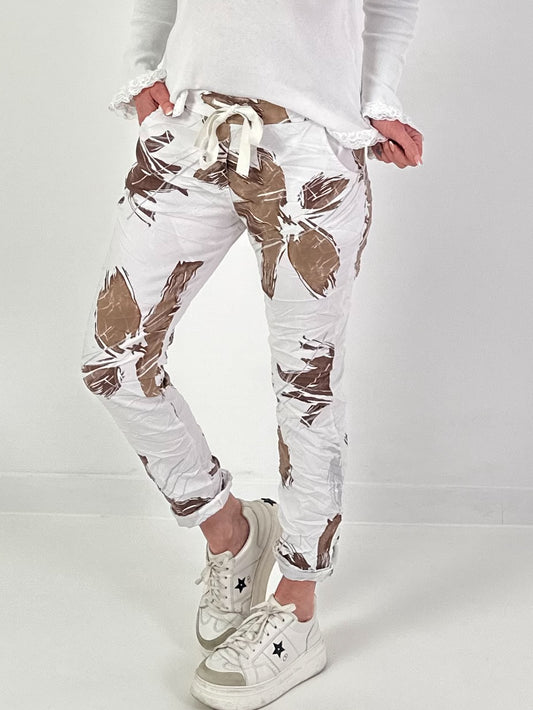 Hose mit Muster - weiss-braun