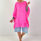 Tunic/Dress with crocheted back - neon pink