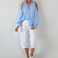 Bluse mit cold shoulder Detail - hellblau