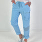 Trousers with mesh insert - light blue