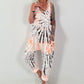 Tie-Dye Jumpsuit with Patch Cut-Out Pockets - white-neon orange-dark brown