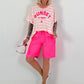 T-Shirt with stripes Sunset - ecru-neon pink