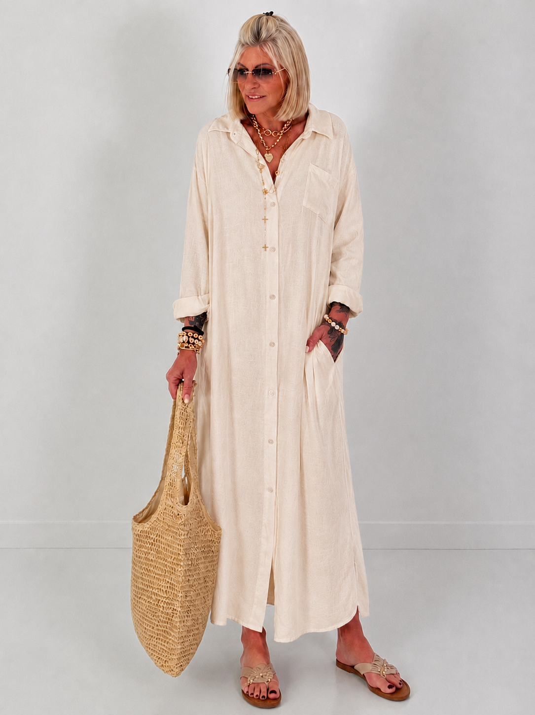 Linen dress - beige