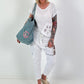 Jeans Shopper mit Pailletten Details - blau