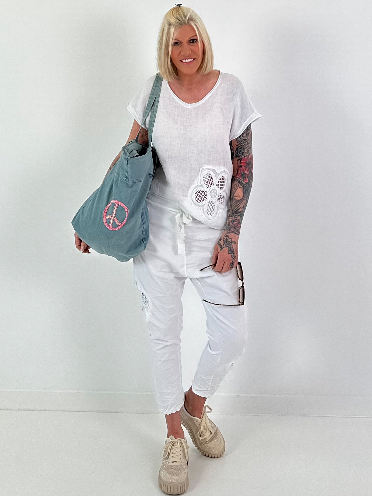 Jeans Shopper mit Pailletten Details - blau