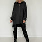 Oversized Long-Sweatjacke im Used-Look - used-black