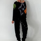 Trendy sweater with many details - black