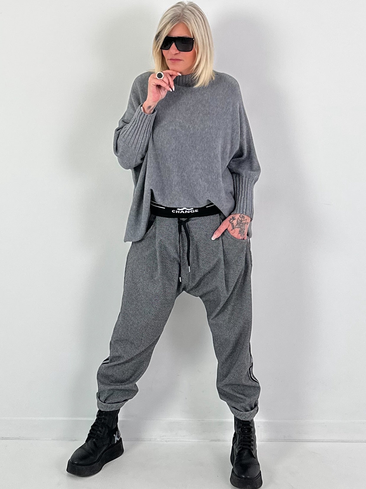 Turtleneck Pullover Modell "Free Fall" - grau