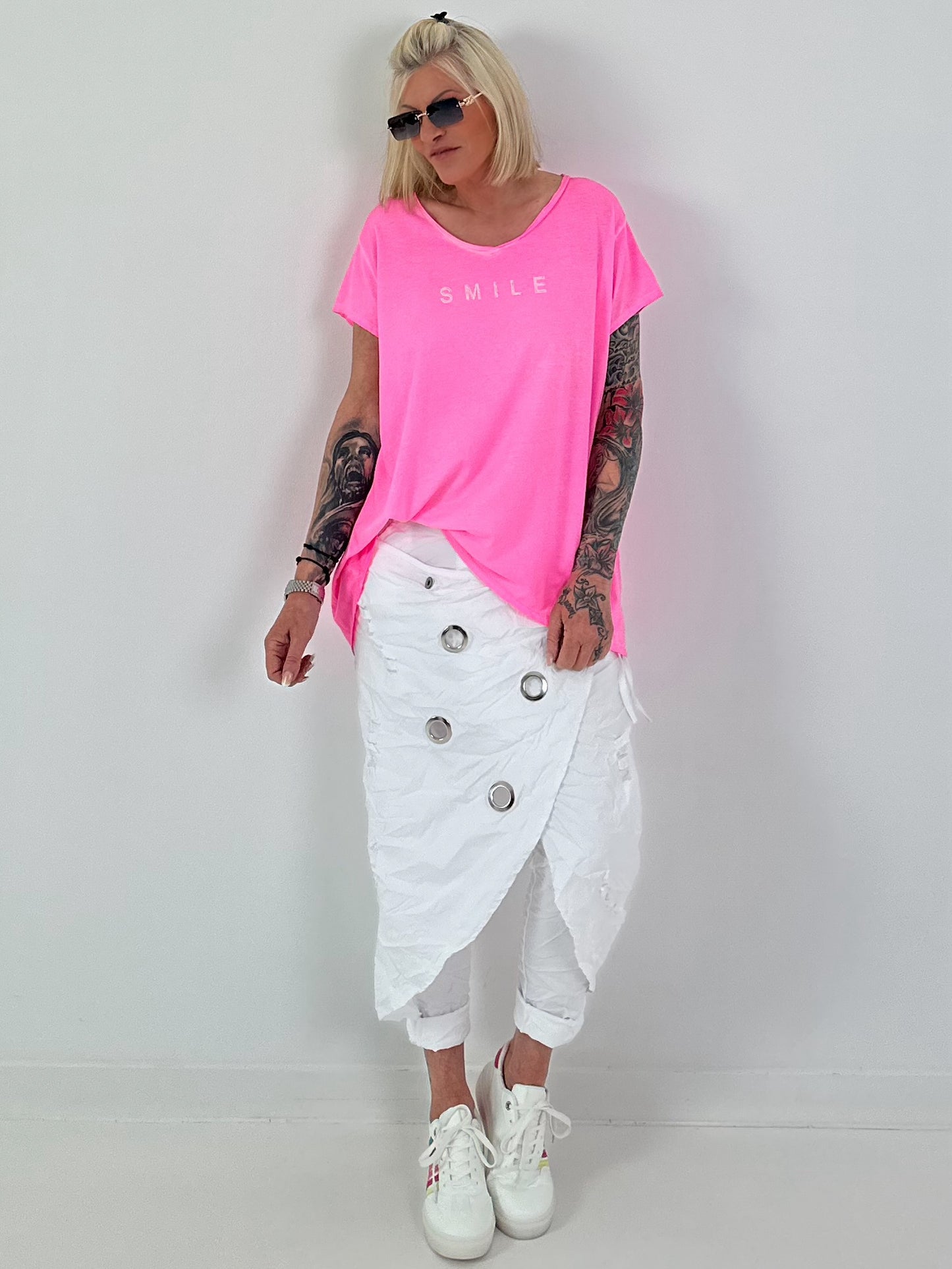 T-Shirt Smile - neonpink