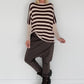 Strickpullover mit Streifen und Stulpenärmeln - beige-mokka