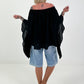 Tunic with side ruffles - black