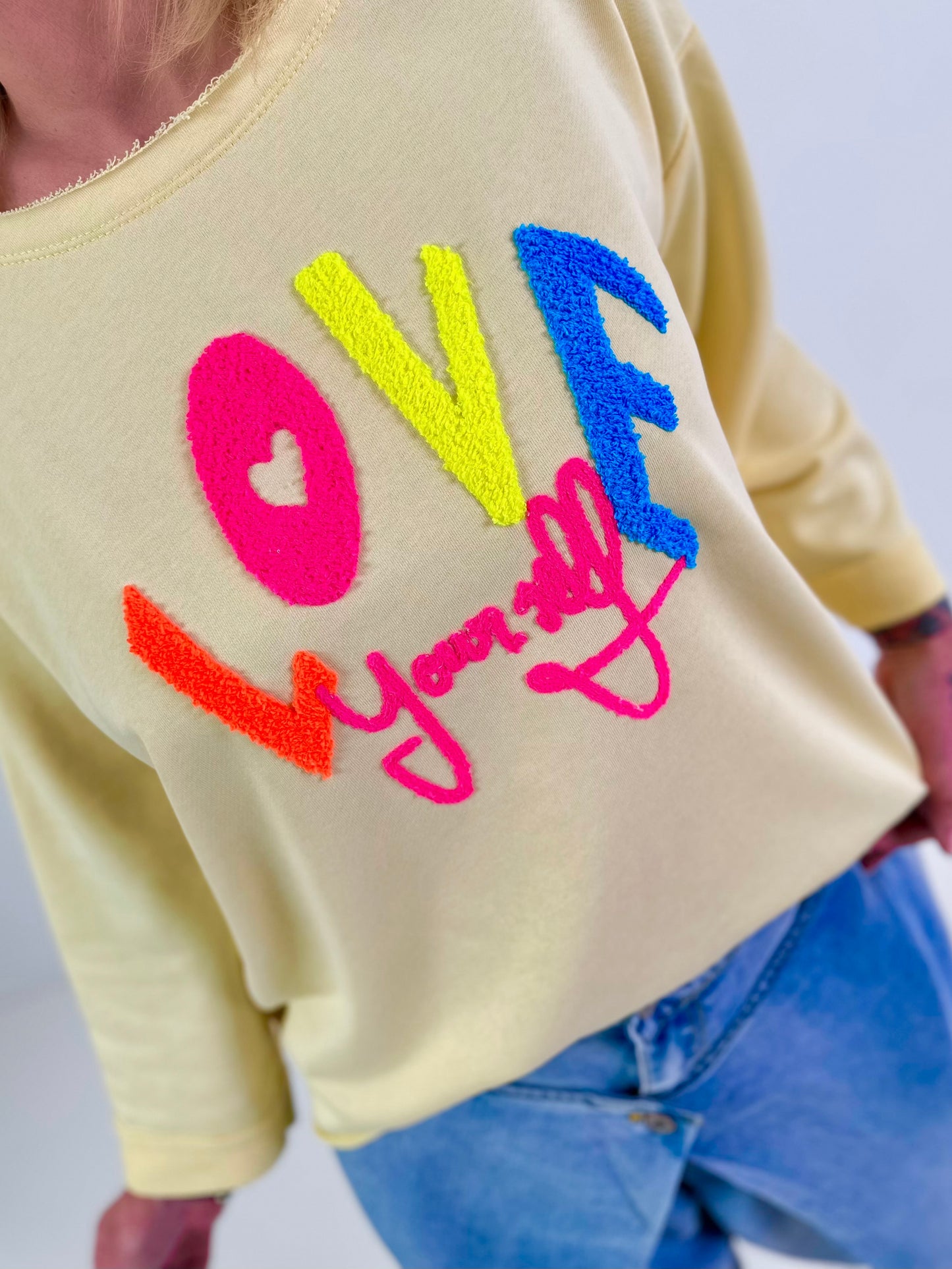 Sweater model "Love yourself" - yellow