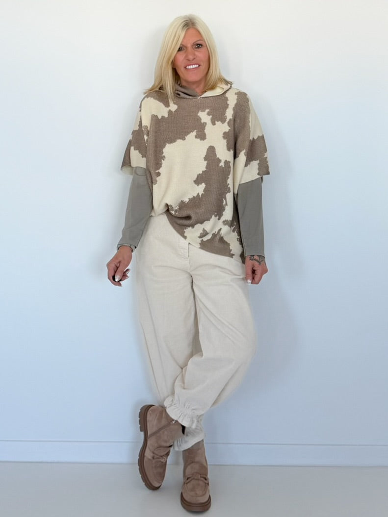 Basic Shirt mit V-Neck - taupe