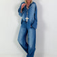 Light denim blouse - dark blue